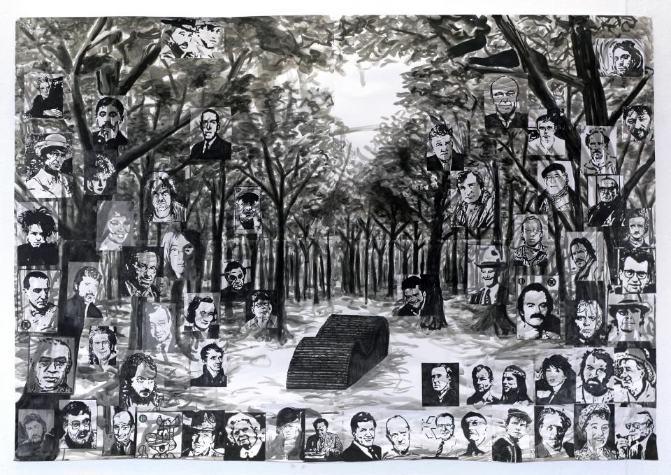 Irgendwas mit Wald - Trimm Dich Pfad, 2011,ink on paper,140 x 200 cm