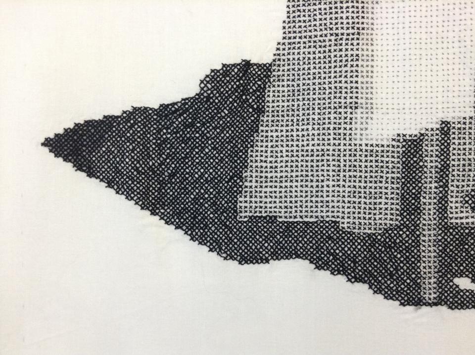 3600 Detail, 2014/2015,embroidery on linen, detail,207 x 149 cm